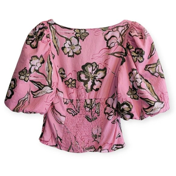 ZARA Linen-Blend Puff Sleeve Blouse XS - Picture 3 of 10